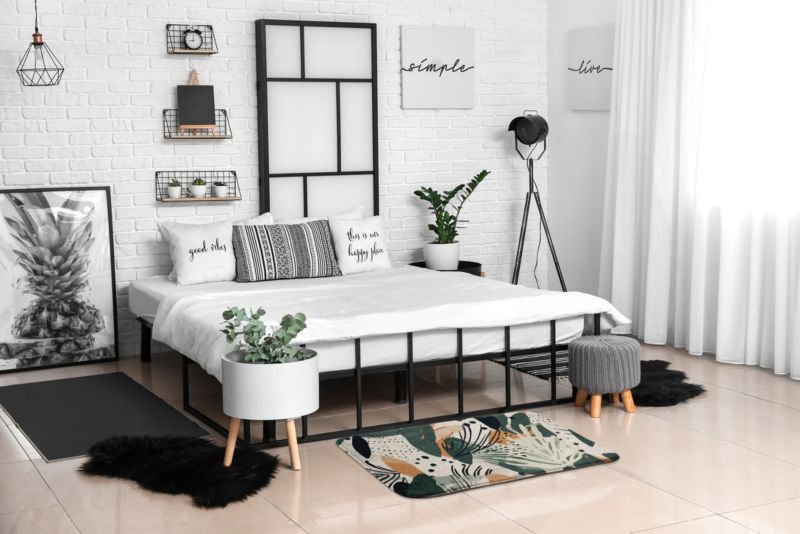 Soveværelsesmåtte Tulup 90x60 cm med abstrakt bladmønster – blød og skridsikker, 1 stk.