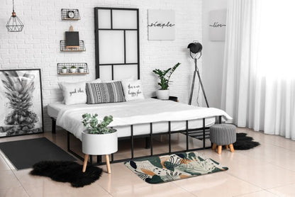 Soveværelsesmåtte Tulup 90x60 cm med abstrakt bladmønster – blød og skridsikker, 1 stk.