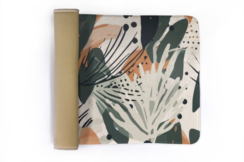 Soveværelsesmåtte Tulup 90x60 cm med abstrakt bladmønster – blød og skridsikker, 1 stk.