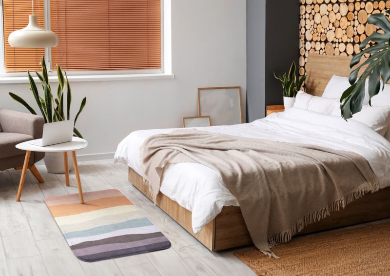 Soveværelsesmåtte Tulup 90x60 cm Farverige lodrette striber Blød og skridsikker 1 stk.