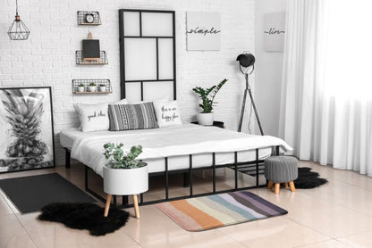 Soveværelsesmåtte Tulup 90x60 cm Farverige lodrette striber Blød og skridsikker 1 stk.