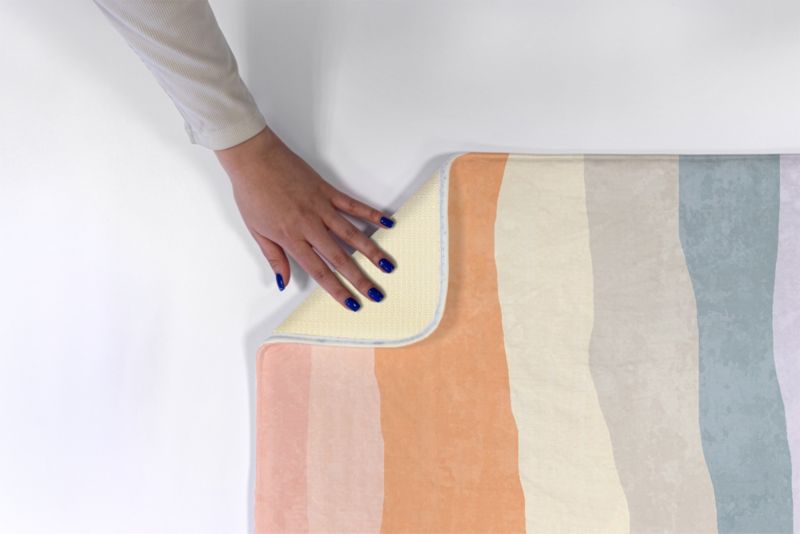 Soveværelsesmåtte Tulup 90x60 cm Farverige lodrette striber Blød og skridsikker 1 stk.