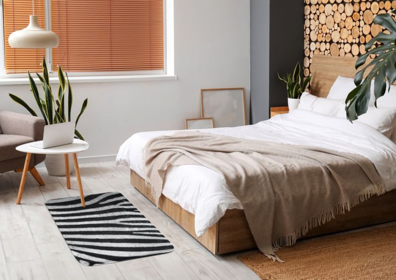 Blødt og skridsikkert soveværelsesgulvtæppe Tulup 90x60 cm Zebra – 1 stk.
