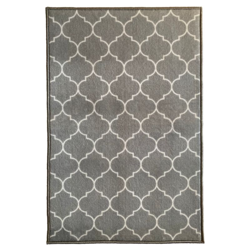 Gulvtæppe 60 x 90 cm Grå og Hvid Geometrisk Mønster