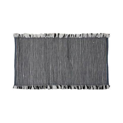 Boho Tæppe med Frynser 70x40 cm Hvid Sort