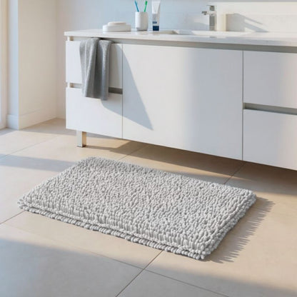 Bademåtte 50 x 80 cm Hvid Antiskrid Polyester