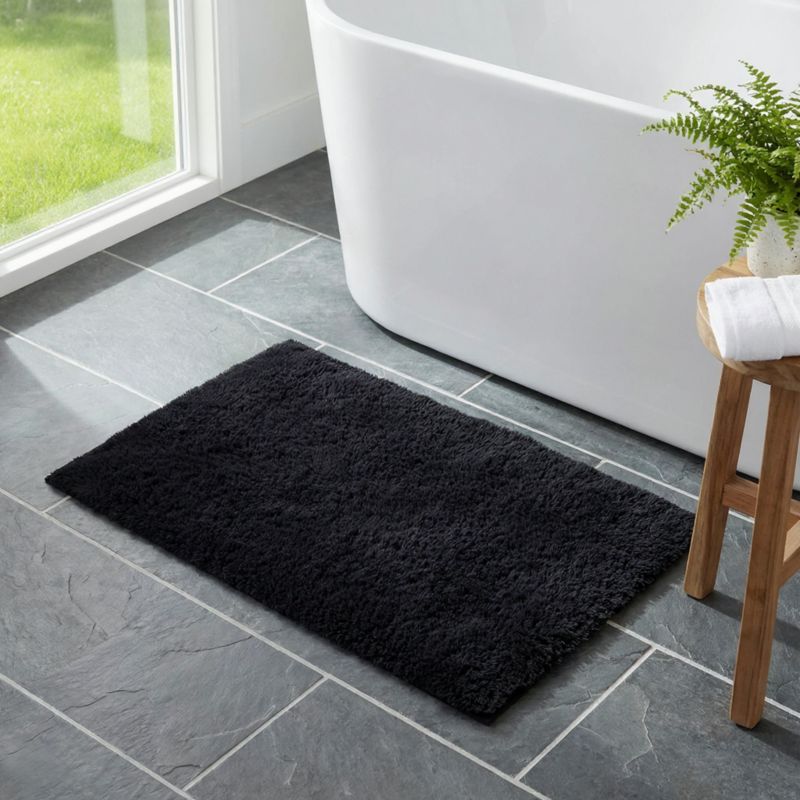 Bademåtte 50 x 80 cm Sort Mikrofiber Skridsikker