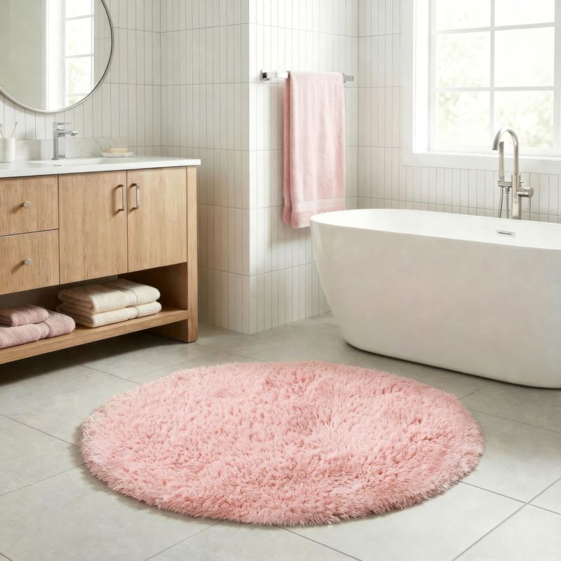 Bademåtte Sedna Rund 70 cm Pudret Rosa Skridsikker