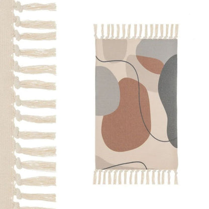 Bomuldsmåtte med Frynser Geometrisk Mønster 50x80 cm Beige