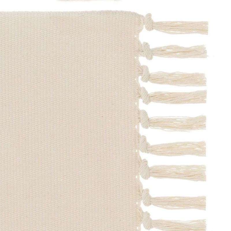 Bomuldsmåtte med Frynser Geometrisk Mønster 50x80 cm Beige