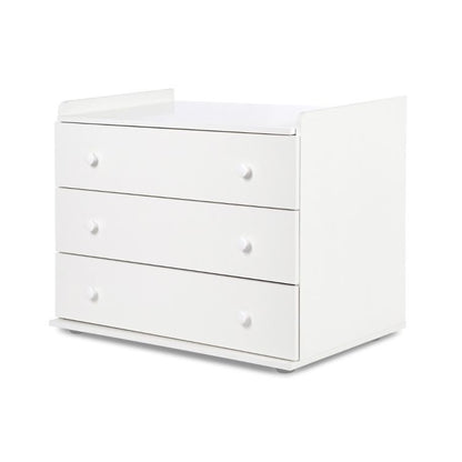Børneseng Little Sky Kompakt 3W1 120x80 cm Hvid med Kommode