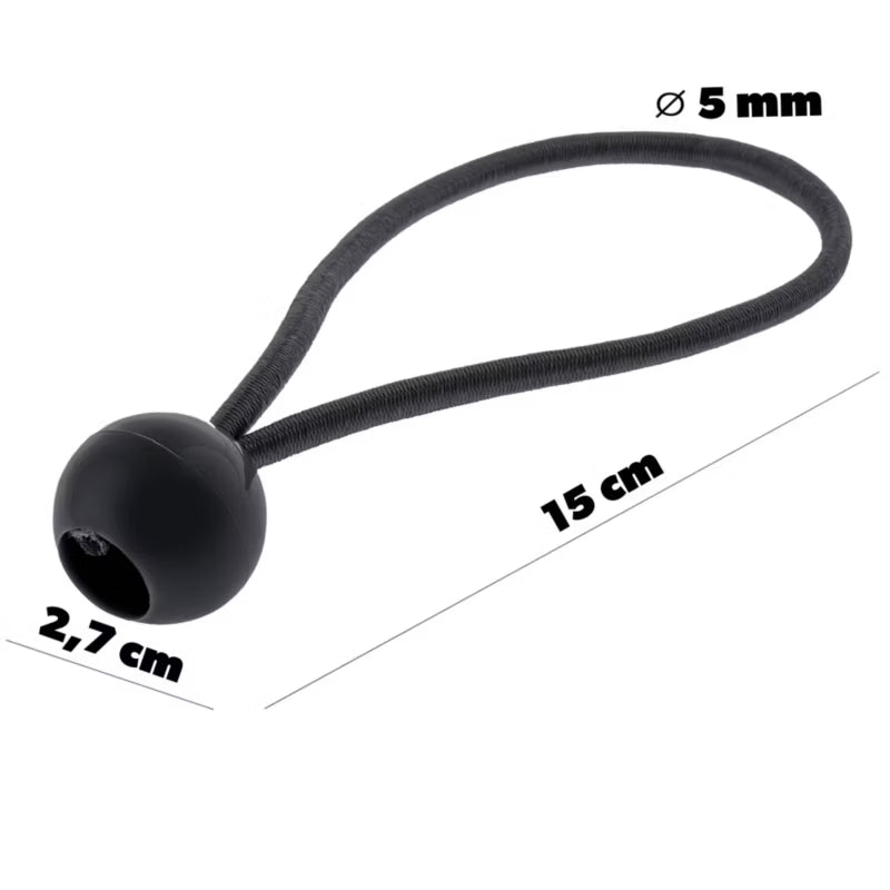 Elastisk Gummistrop med Kugle 15 cm Sort