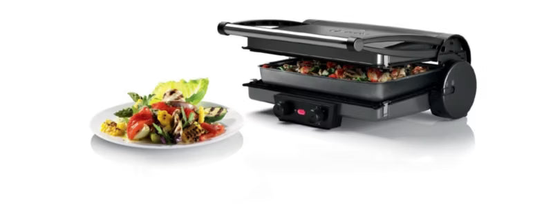 Elektrisk Bordgrill TCG4215 2000 W 32,8x23,8 cm Sort Sølv
