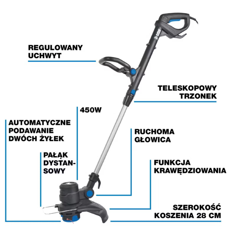 Elektrisk Græstrimmer 450 W 28 cm Blå MGT45028
