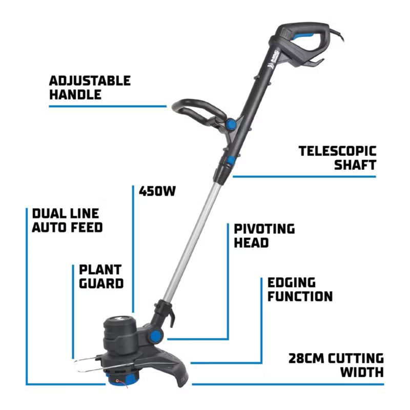 Elektrisk Græstrimmer 450 W 28 cm Blå MGT45028