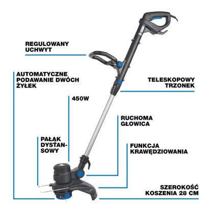 Elektrisk Græstrimmer 450 W 28 cm Blå MGT45028