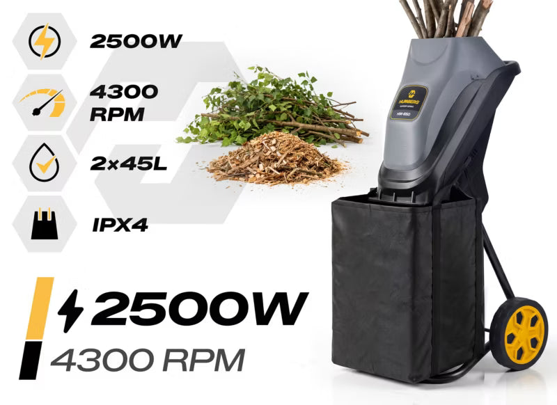 Elektrisk Kompostkværn 2500W HM-650 Grå
