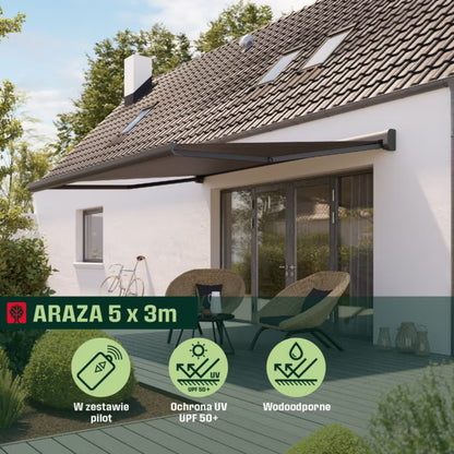 Elektrisk Markise Fuld Kasette 5x3 m Grå