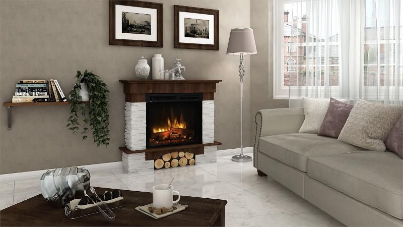 Elektrisk Pejs Porto 28" XHD 114x98 cm Mørk Valnød 1400W