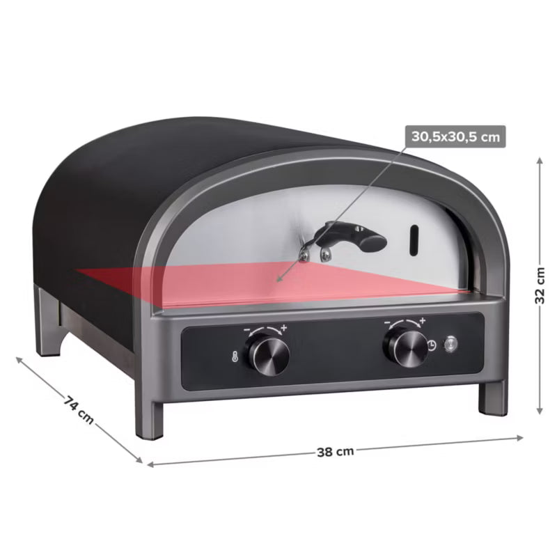 Elektrisk Pizzaovn 2200W med LCD Display 30,5 cm Rustfrit Stål