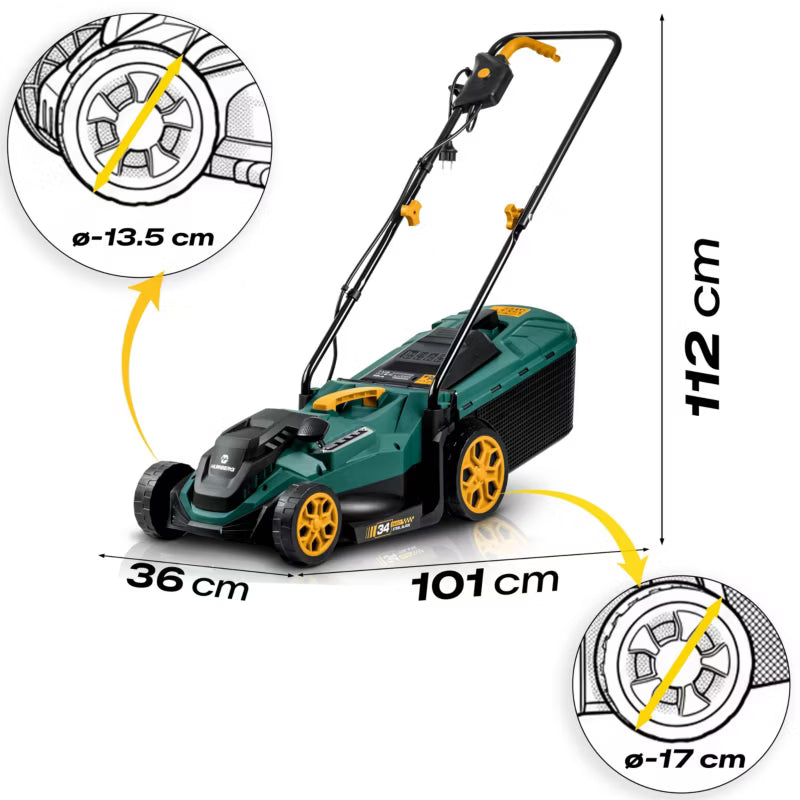 Elektrisk Plæneklipper HM-612 1400W 34 cm