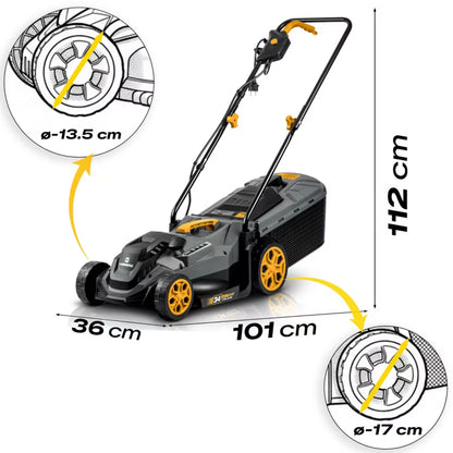 Elektrisk Plæneklipper HM-612 1400W 34 cm Grå