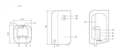 Elektrisk Vandvarmer 10 Liter 2,0 kW NOVO 10L-O Overvask
