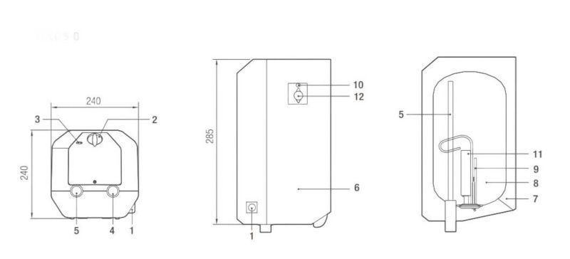 Vandvarmer NOVO 5L-O 5 Liter 2,0 kW Overvask