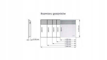 El-Konvektorradiator TX 500W 40x45 cm Hvid