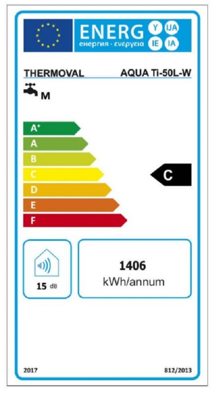 Elektrisk vandvarmer Thermoval Aqua Ti-50 L-W med 50 liters kapacitet, 1 stk.