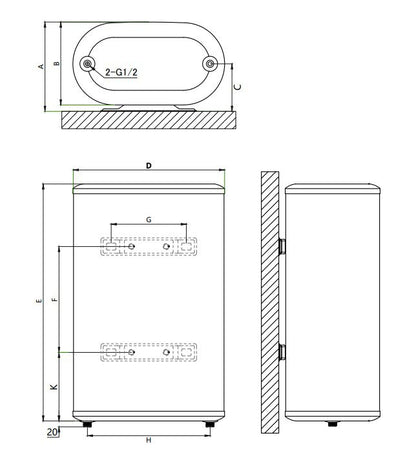Elektrisk Vandvarmer Aqua Ti-80 L-G 80 Liter Grå