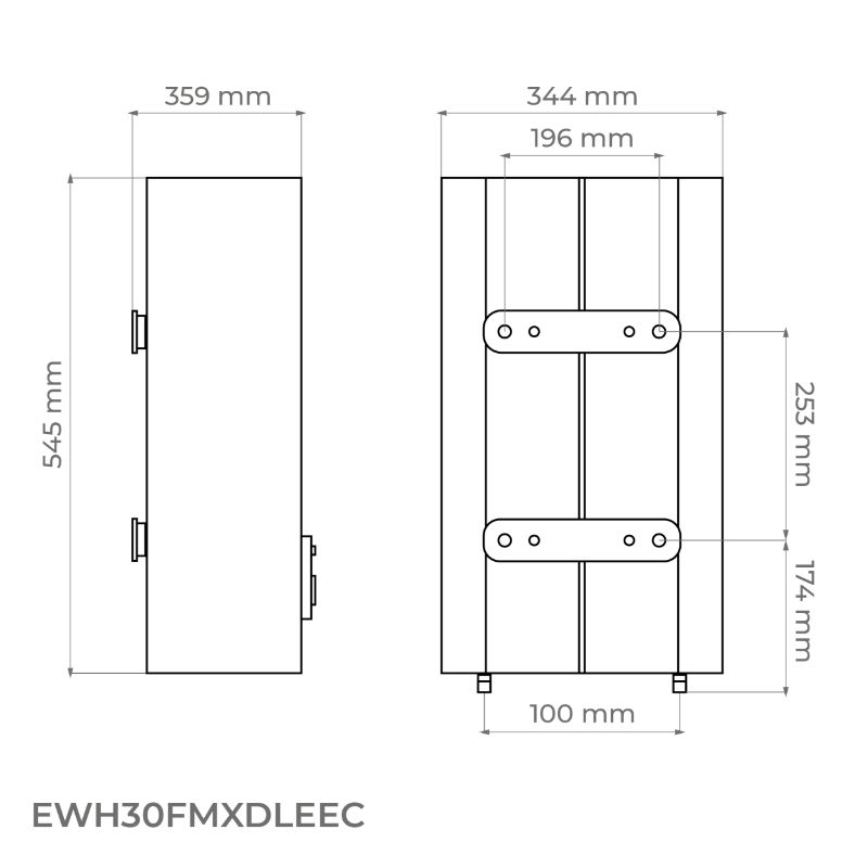 Elektrisk Vandvarmer EWH 30 Fmx DL EEC 30 Liter Hvid
