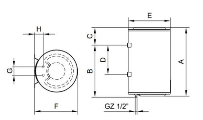 Elektrisk vandvarmer Biawar Classic II 30 l emaljeret beholder
