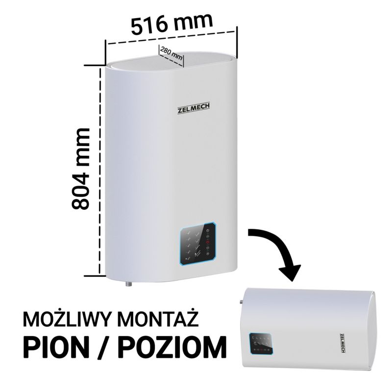 Elektrisk vandvarmer TENAX SLIM PRO 50WH Zelmech 50L hvid 1 stk.