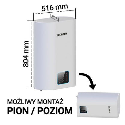 Elektrisk vandvarmer TENAX SLIM PRO 50WH Zelmech 50L hvid 1 stk.