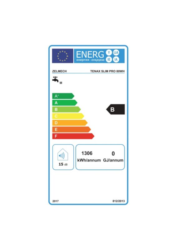 Elektrisk vandvarmer TENAX SLIM PRO 80WH Zelmech 80L hvid 1 stk.