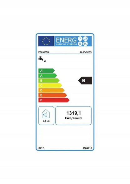 Elektrisk vandvarmer ZL-ZV50WH Zelmech 50 L hvid 1 stk.