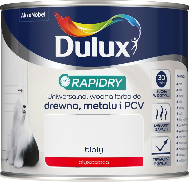 Dulux Rapidry akryl-emalje hvid blank 0,4 l
