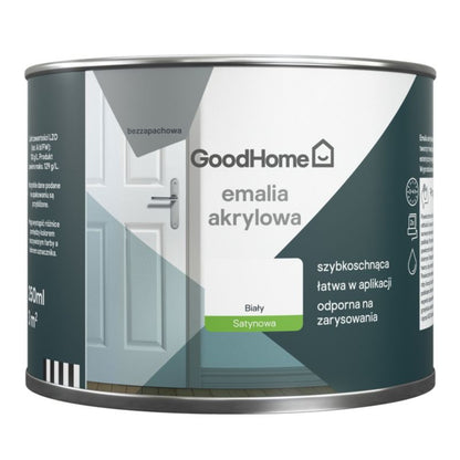 GoodHome akryl-emalje, pletresistent, hvid, 0,25 l
