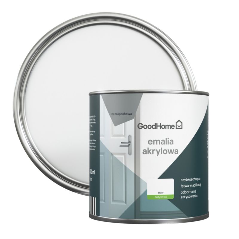GoodHome akryl-emalje, pletresistent, hvid, 0,5 l