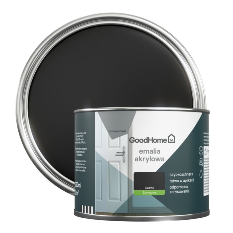 GoodHome akryl-emalje, pletresistent, sort, 0,25 l