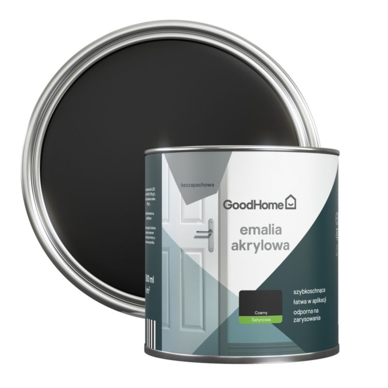 GoodHome akryl-emalje, pletresistent, sort, 0,5 l