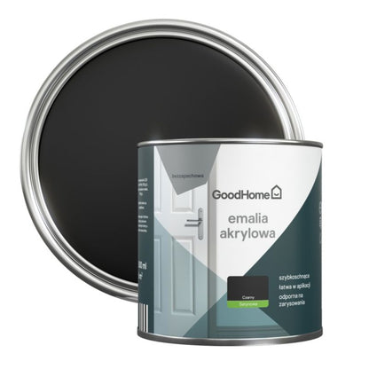GoodHome akryl-emalje, pletresistent, sort, 0,5 l