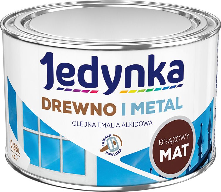 Alkydemalje Jedynka træ og metal brun mat 0,36 l