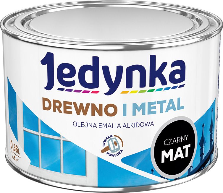 Alkydemalje Jedynka træ og metal mat sort 0,36 l