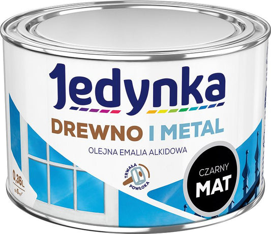 Alkydemalje Jedynka træ og metal mat sort 0,36 l