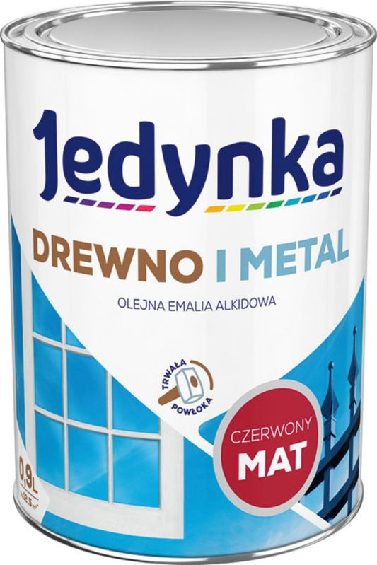Alkydemalje Jedynka Træ og Metal rød mat 0,9 l