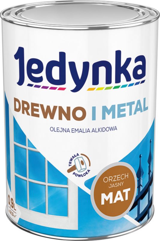 Alkydemalje Jedynka Træ og Metal lys valnød mat 0,9 l