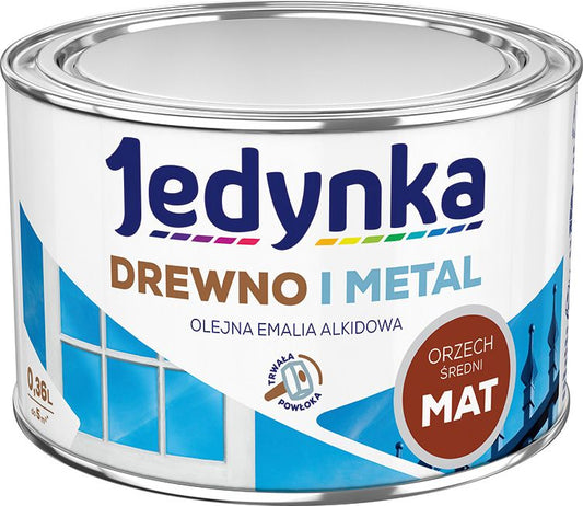 Alkydemalje Jedynka Træ og Metal mellemvalnød mat 0,36 l