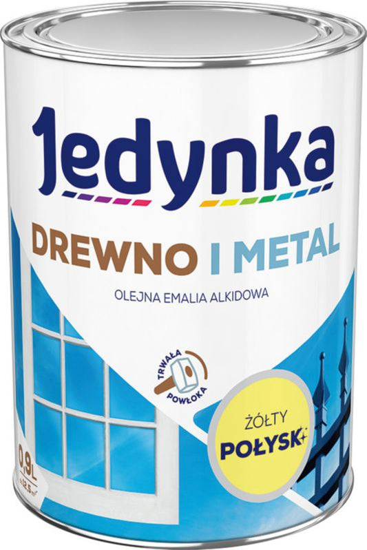 Alkydemalje Jedynka træ og metal gul blank 0,9 l